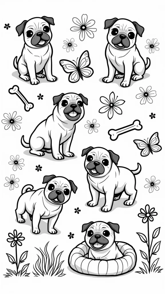 pug printable coloring pages